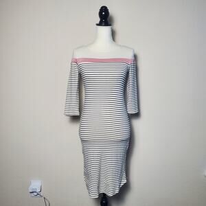 Monteau Striped Long Sleeve Dress Small